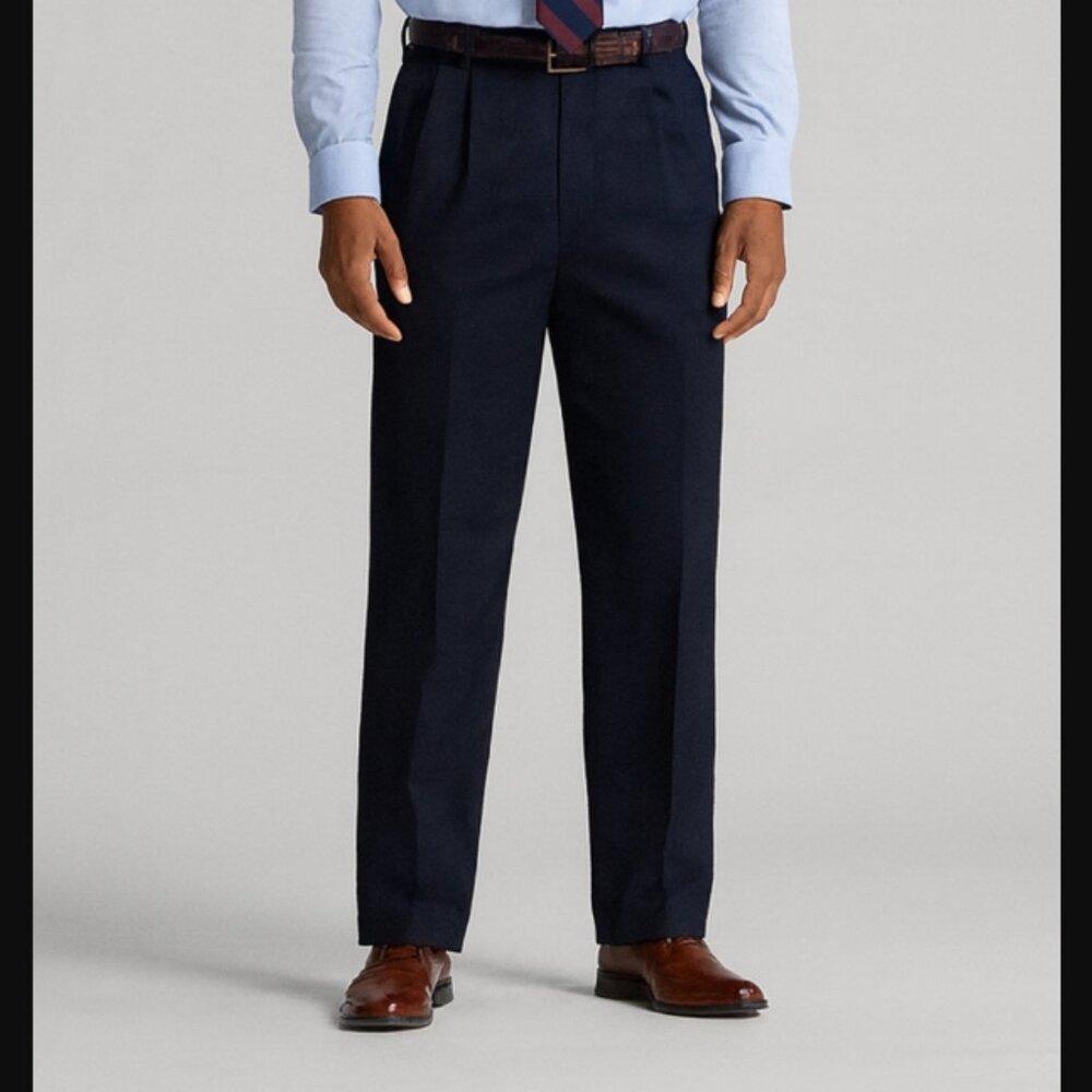 Haggar Performance No Iron Navy Dress Pants 36x30 Quiet Luxury Workwear Office